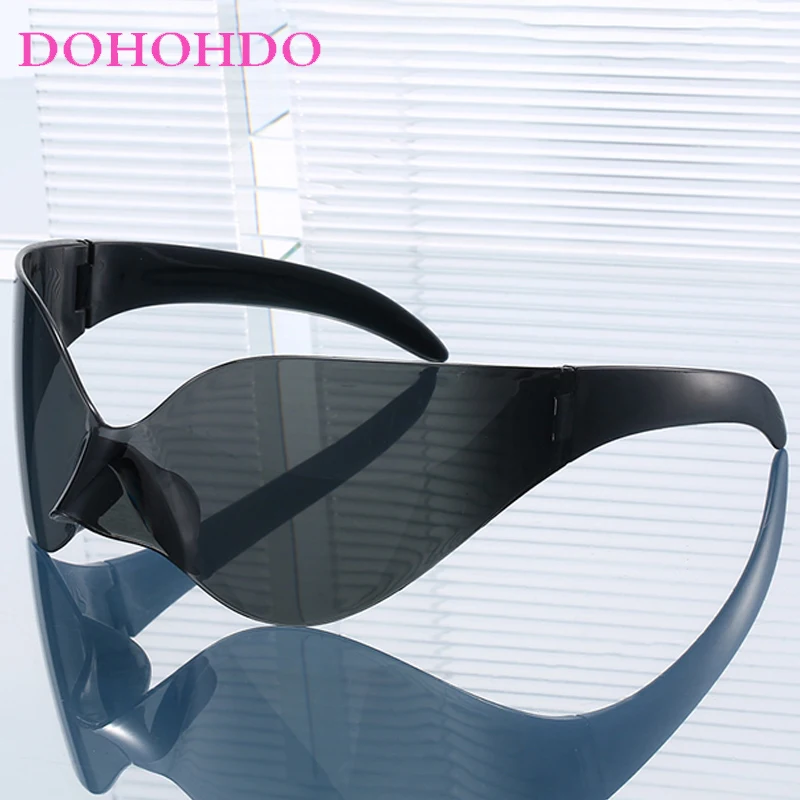 

Fashion Y2K Oversized Rimless Punk Sunglasses For Women Men Brand Design Eyewear Outdoor Sports Cycling Windproof Goggles UV400