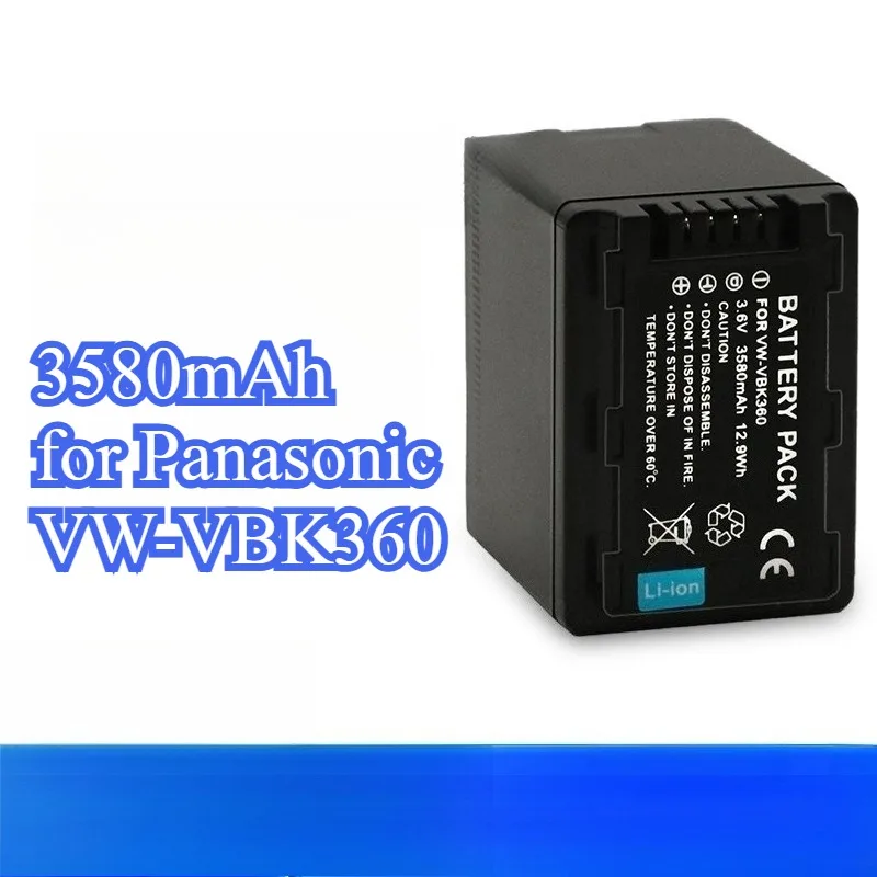 

3580mAh Replacement Battery for Panasonic VW-VBK360 3.7V High Capacity Battery for Professional Camcorder Long Run Time