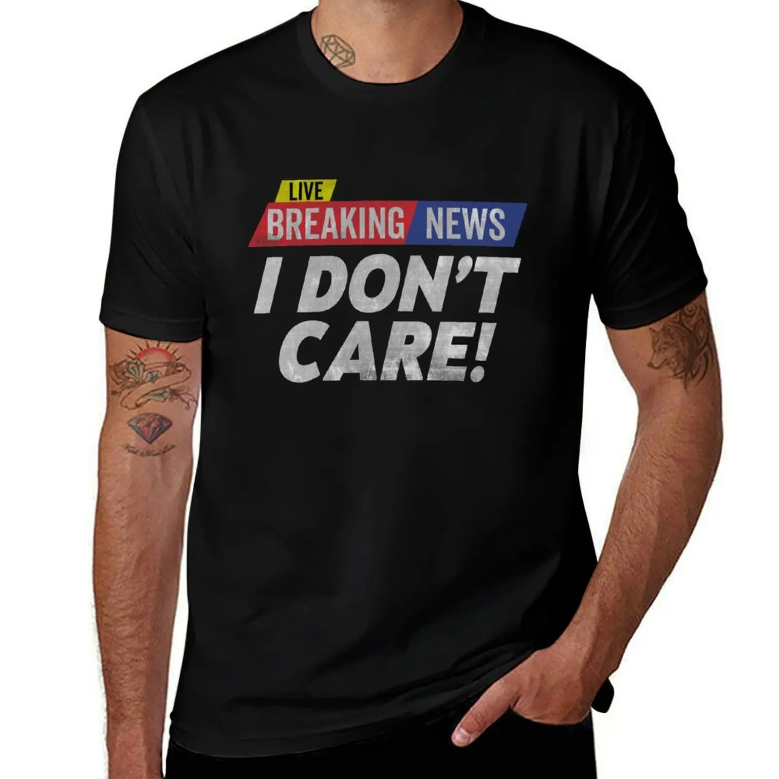 

Retro Vintage Breaking News I Don’t Care T-Shirt Plus Size Solid Color T-Shirt