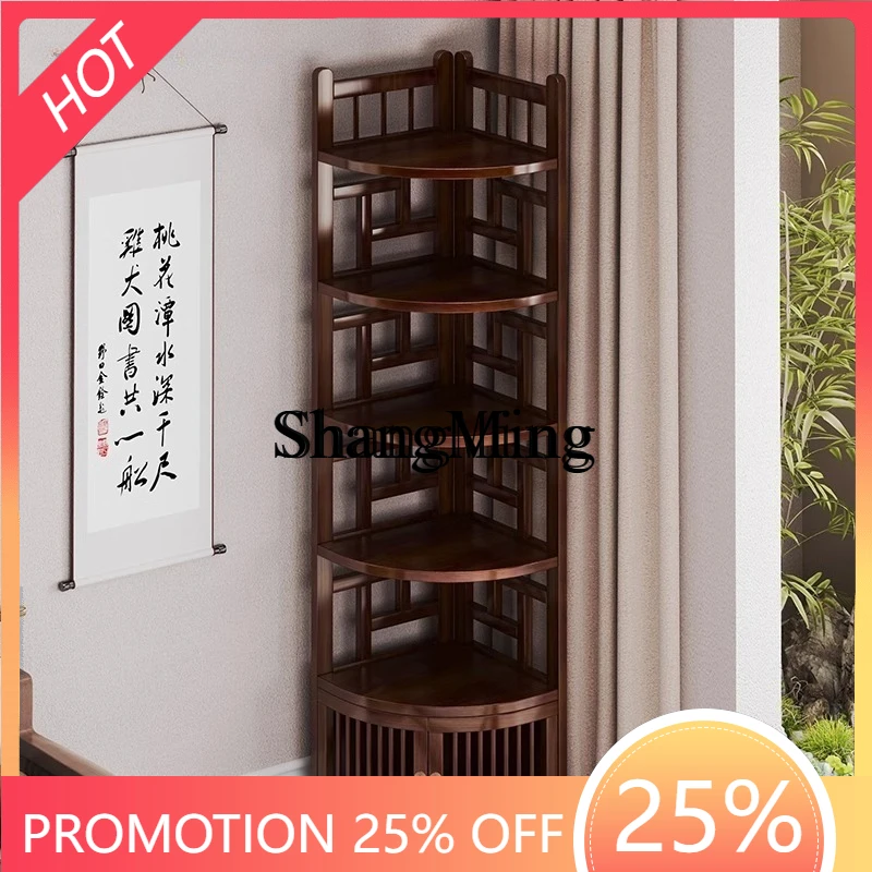 FG good-looking Corner Shelf Nanzhu Restaurant Corner Storage Wine Cabinet Locker Living Room Corner