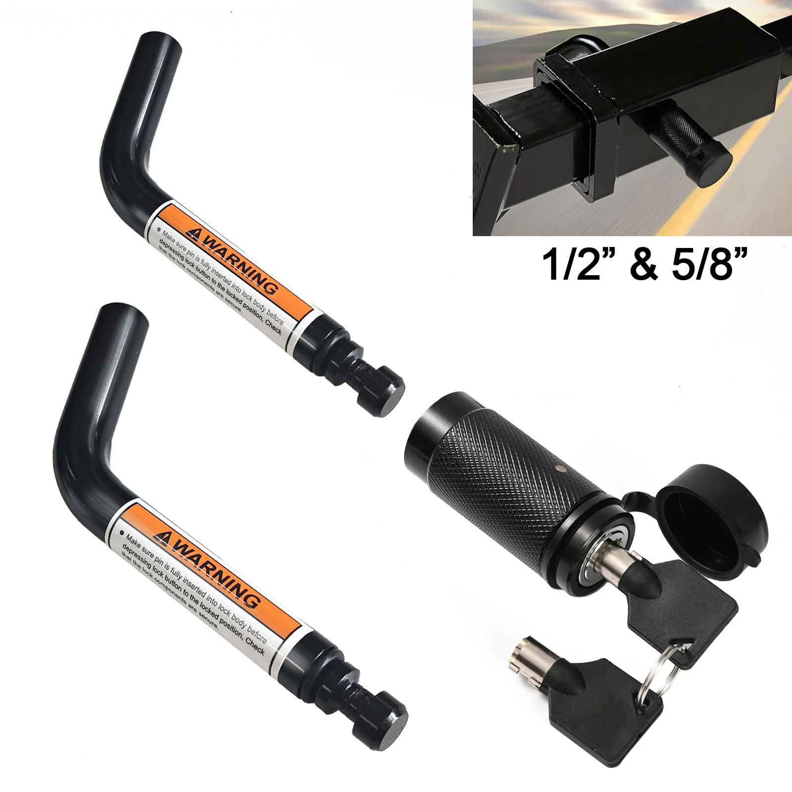 

Замок сцепного устройства прицепа, 5/8 дюйма, 1/2 дюйма, двойной замок приемника, прицеп, грузовик на колесах, буксирный сверхмощный противоугонный замок для 2-дюймового буксировочного приемника