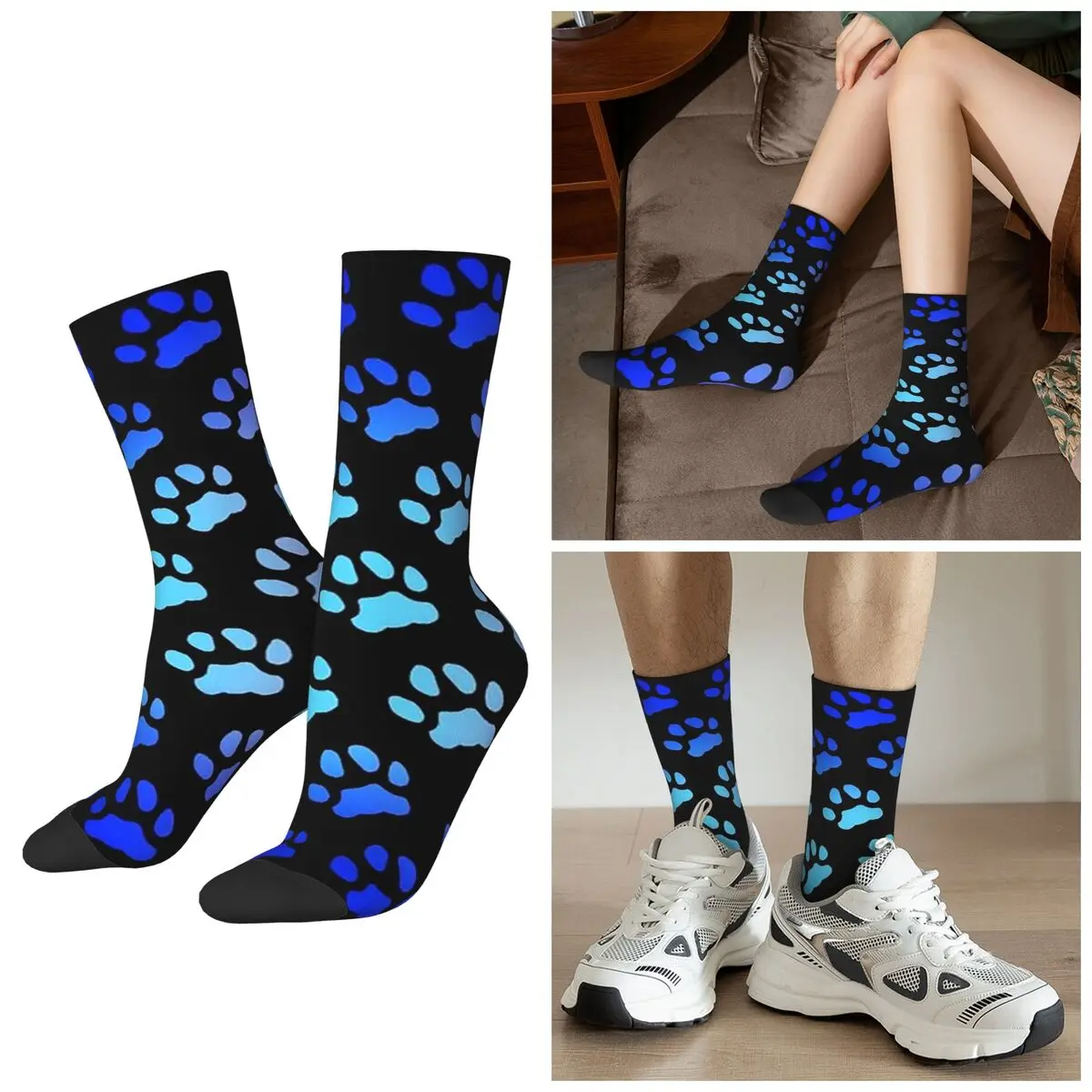 All Seasons Colorful Gradient Paw Socks Harajuku Sport Middle Tube Socks High Quality Stockings for Unisex Valentine's Day Gifts