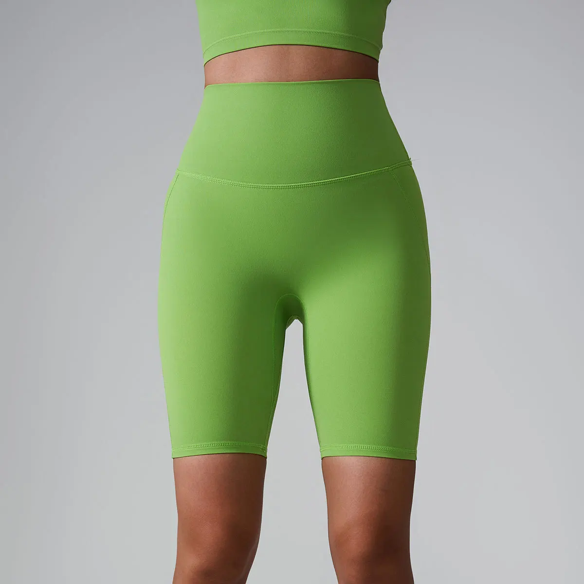 Summer new sans T line pure color yoga shorts Five-point Cycling Gym Run Sports Fitness Pants Tight Riding Shorts Women
