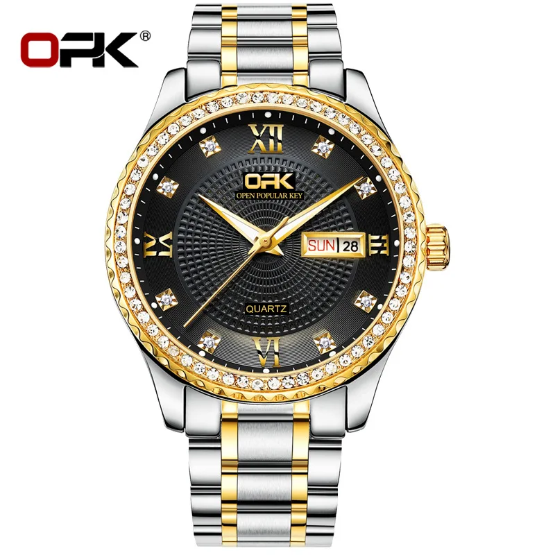 OPK brand Watches sells double calendar quartz watches Men's diamond-studded watches Men's luxury watches