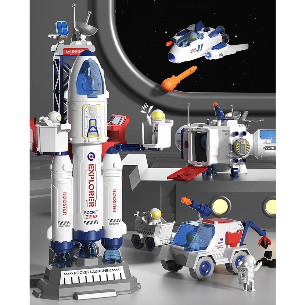 Carrier Rocket Science Montessori With Light And Blast Off Sound Effects Multistage Rocket Artificial Ship Boy Birthday Toy Gift