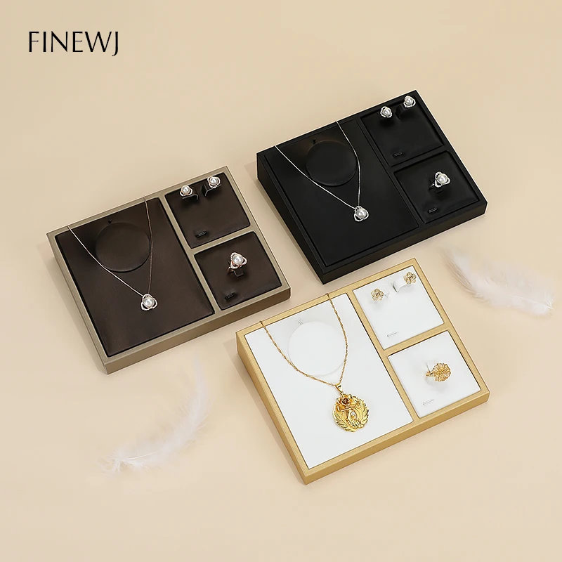 Faux Leather Conter Top Jewelry Organizer Tray Set Jewelry Earring Ring Storage Display Holder Jewellery Necklace Stand Showcase