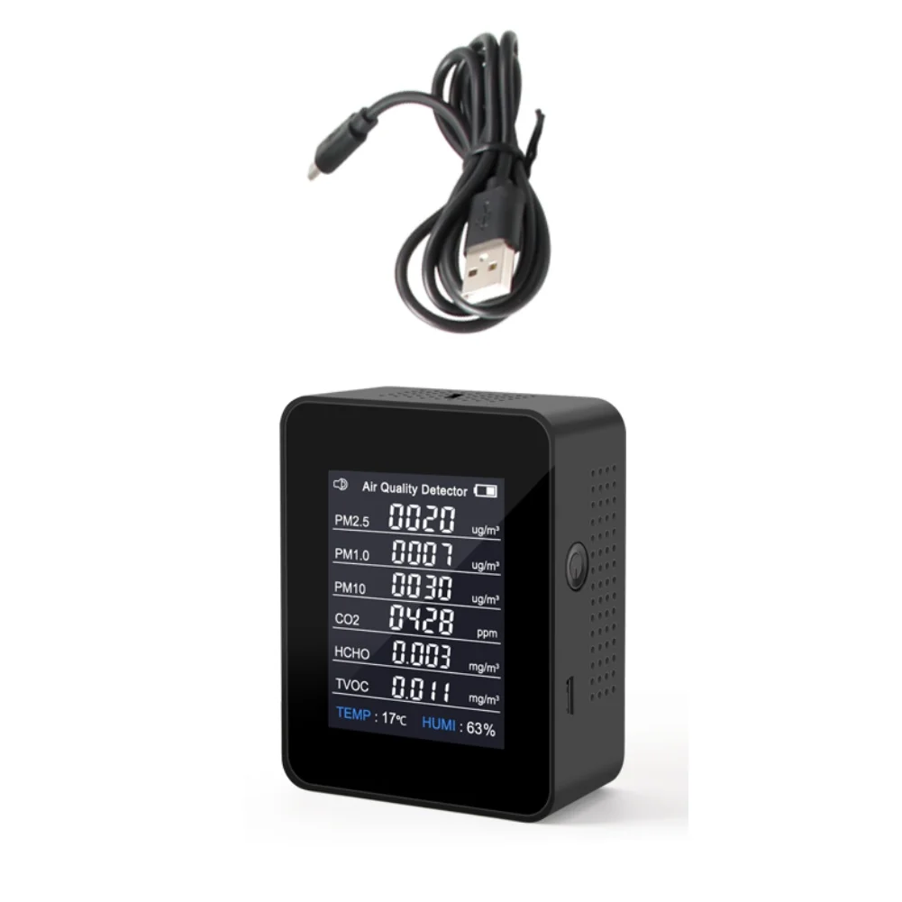 Multi Sensor Air Monitor for HCHO For PM2.5 For PM10 PM1.0 TVOC Carbon Dioxide Temperature and Relative Humidity Indoor Use