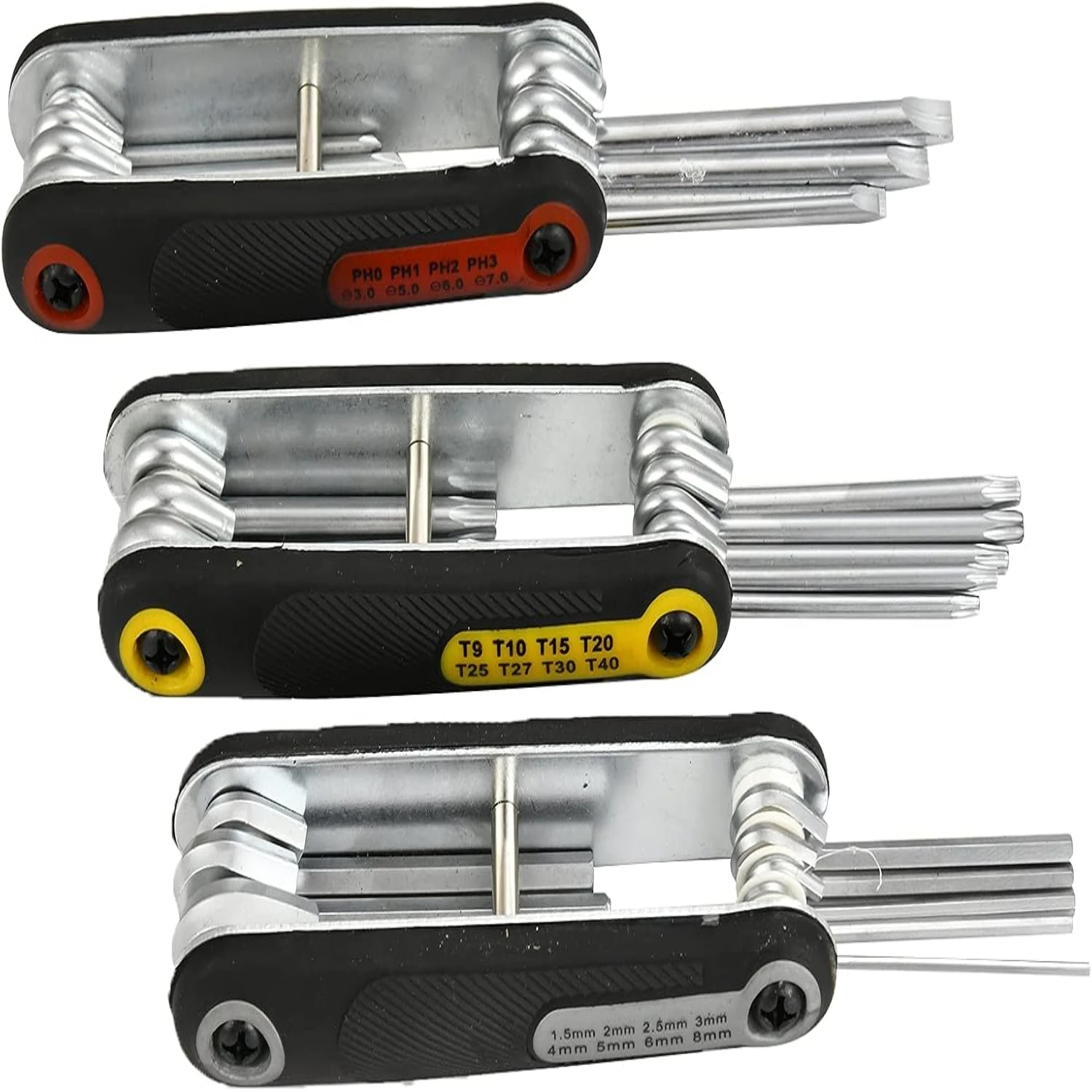 

Convenient and Durable Portable 24 Piece Folding Hex Torx Cross Wrench SAE/Metric 3-Piece Set for Bike Repair - High-Quality Chr