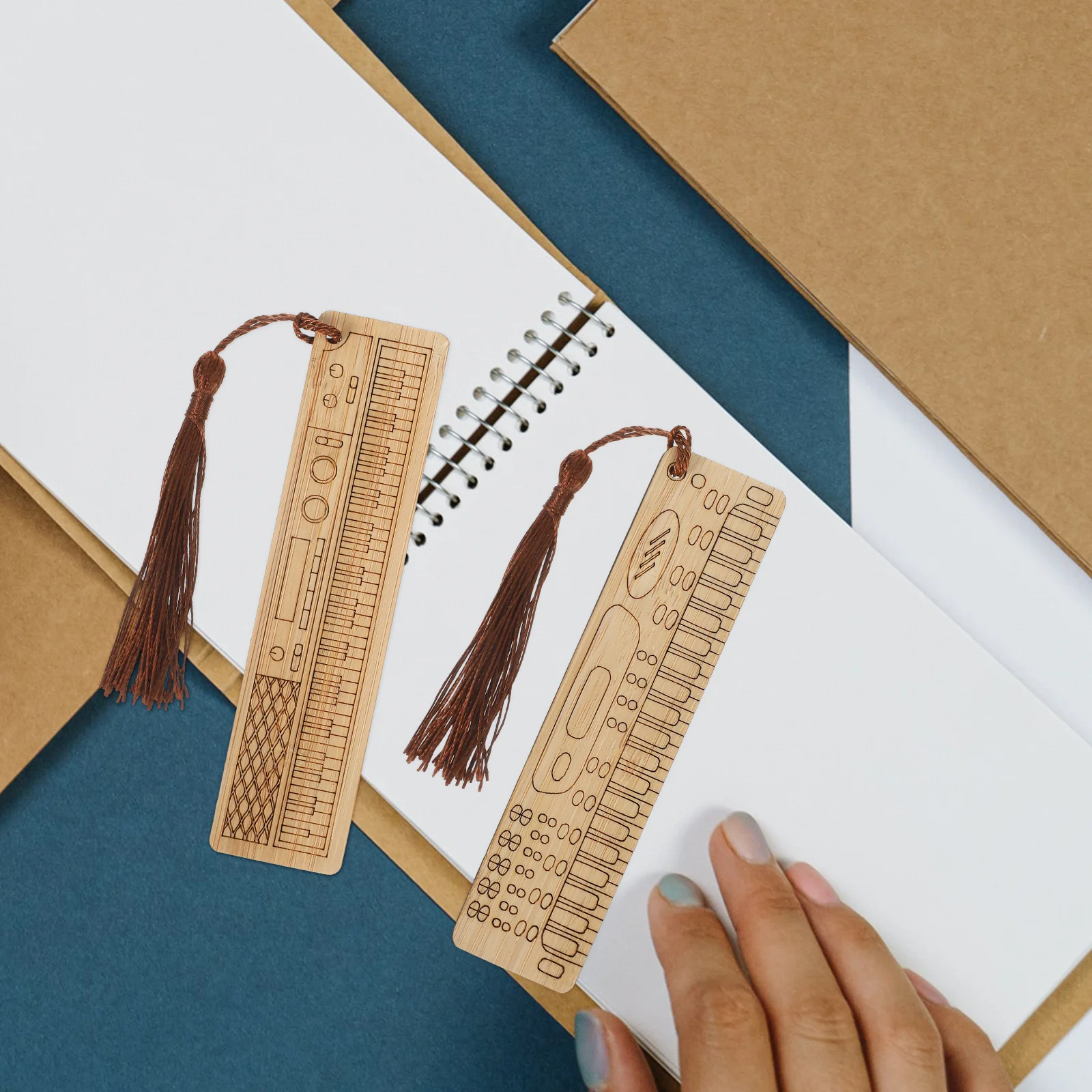 3 шт., закладки для электронного пианино, бамбуковое дерево, легкие маркеры, декоративные украшения для чтения с кисточками, женские подарки