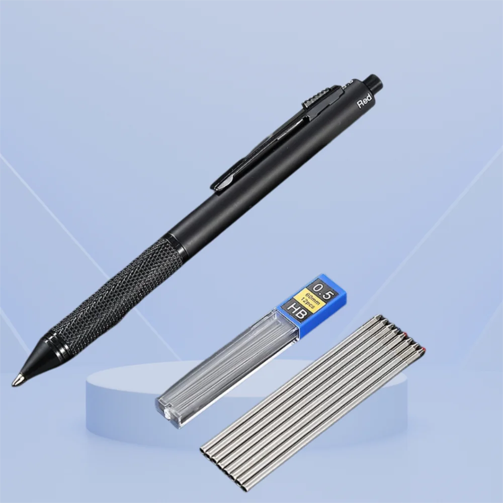 

High Quality Metal Gravity Sensor Pen 4 in 1 Press Type Multi-Function Gel Pen Mechanical Pencil Student Gift