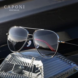 CAPONI -グレーのメンズサングラス,ファッショナブルなアウトドアサングラス,合金,オリジナルブランド,男性用uv400保護cp7538