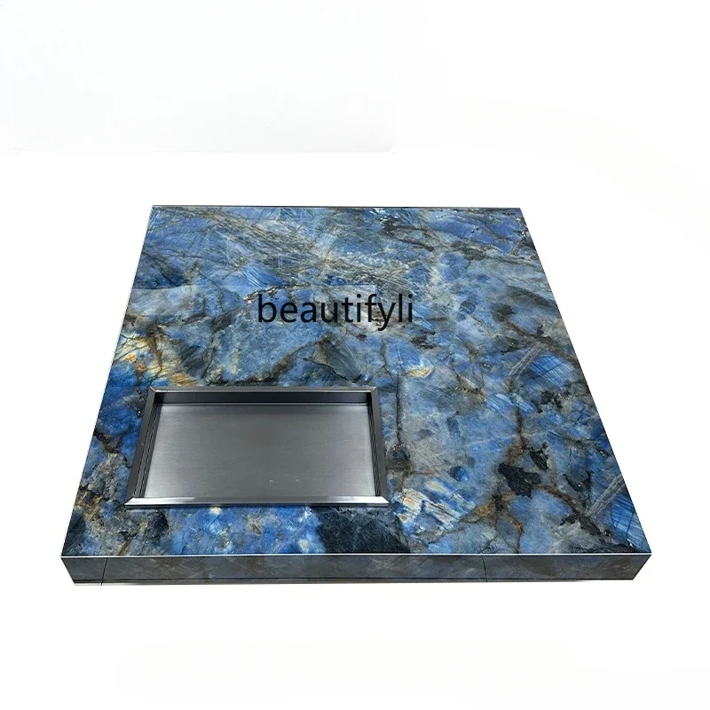 

S Square Stone Plate Coffee Table Living Room Home Large and Small Apartment Type Modern Minimalist Design Tea Table