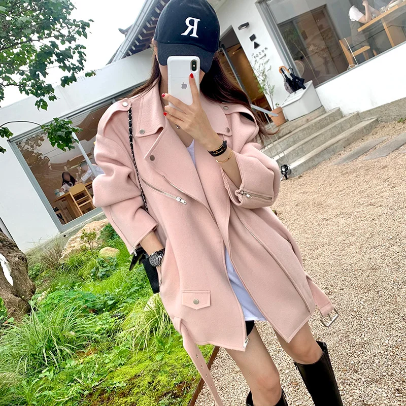 

3 цвета SM 2025 осень зима корейские женские длинные шерстяные пальто повседневные женские двубортные шерстяные пальто на пуговицах женские (LM11257