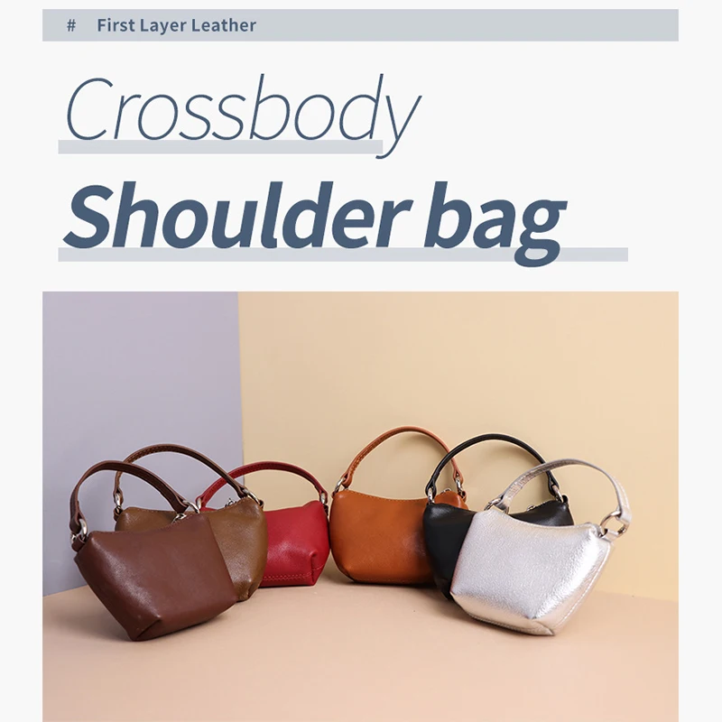 Genuine Leather Coin Purse for Women Small Pocket Wallet Keychain Pouch for Coins Earphones Lipstick Cards Compact Organizer Bag