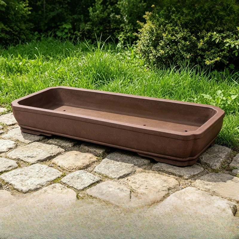 Ceramic flower pot purple sand flower pot rectangular simple breathable household flower pot