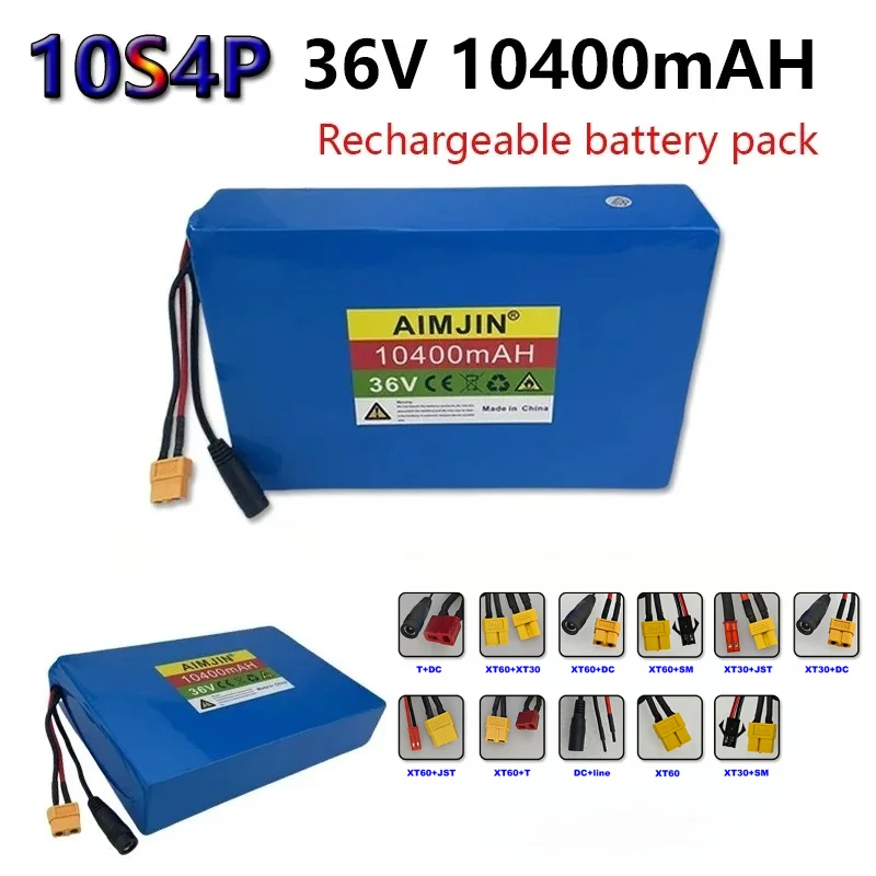 36V 10400mAh 10S4P 18650 Lithium Battery Pack – BMS Equipped Rechargeable for 500W Skateboard Daily Commuting Replacement