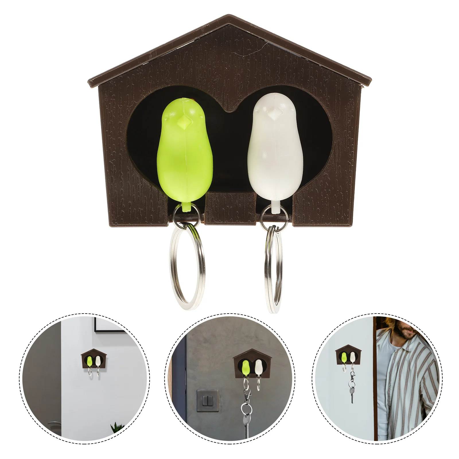 Decorate Key Chain Birdhouse Keychain Holder Ring The Decorative Hanger Wall Coffee Nest Lovers