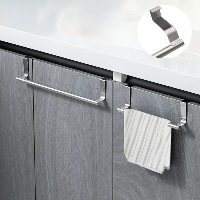 1/2 PCS Stainless Steel Towel Bar Cabinet Door Towel Hanging Bar Stainless Steel Bathroom Kitchen Cabinet Door Towel Wipe Rack