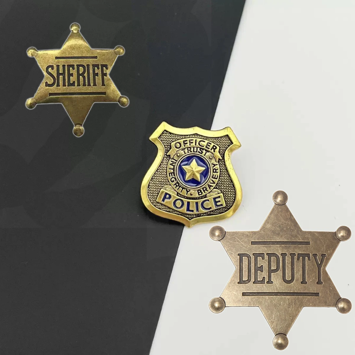 Sheriff Deputy Pins Vintage Western Police Vest Badge Exquisite Traffic Officer Brooches Cowboy Halloween Party Carnival Decor
