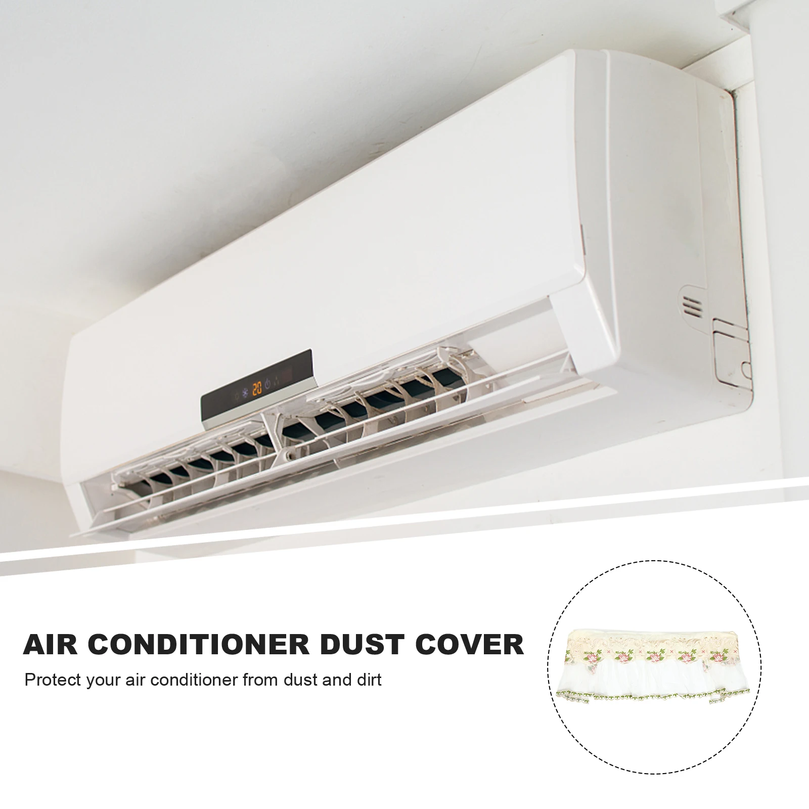 

Air Conditioner Cover Flower Pattern Lace Dust Protector Indoor Use Easy Install Washable Decorative Shield for Wall Units