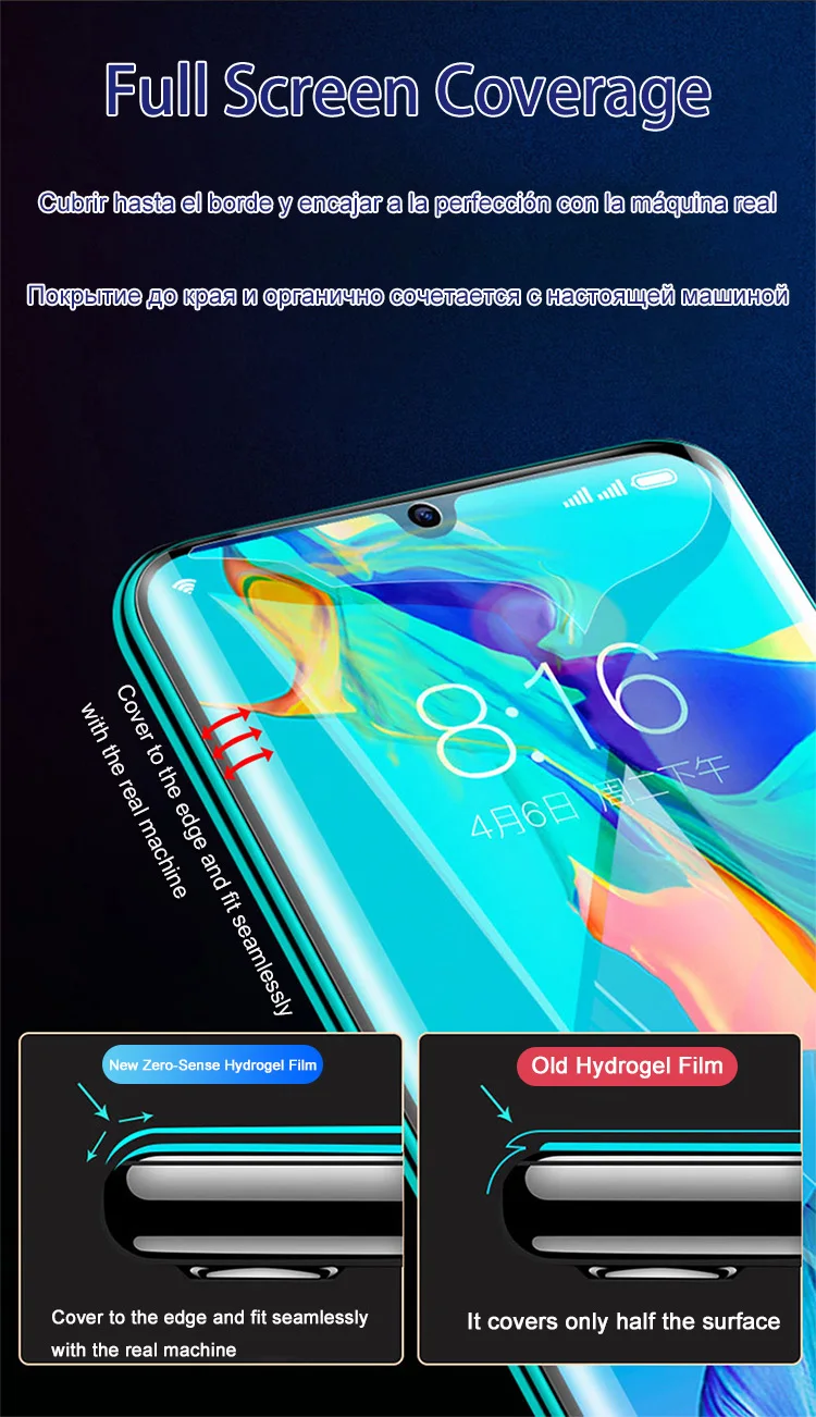 4 Stück HD Hydrogel-Folie für Huawei P60 P30 P70 P40 P50 Pro P20 Lite Vollständige Displayschutzfolie Mate 60 50 40 30 20 Pro Nicht Glas – Detail 6