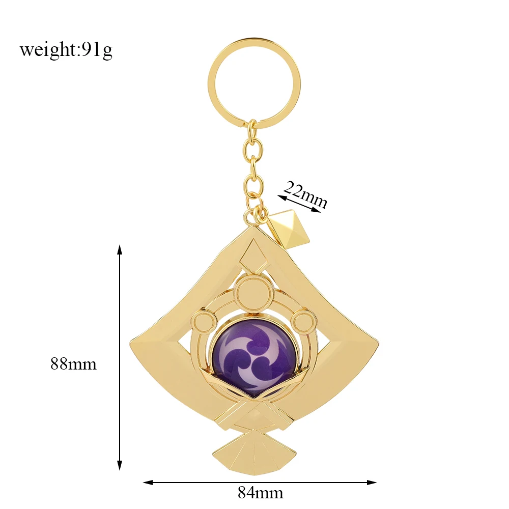 Game Genshin Metal Keychain Anime Peripheral Cosplay Vision Thunder Yae Miko Inazuma The Witch Key Chain for Backpack Pendant