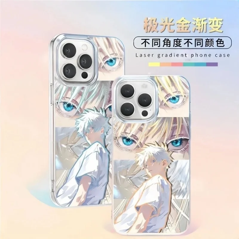 

3D Anime Gojo Satoru Sensei Phone Case for iPhone 12 13 16 15 14 11 17 Pro Max Plus Jujutsus Luxury Kaisens Laser Back Cover﻿﻿