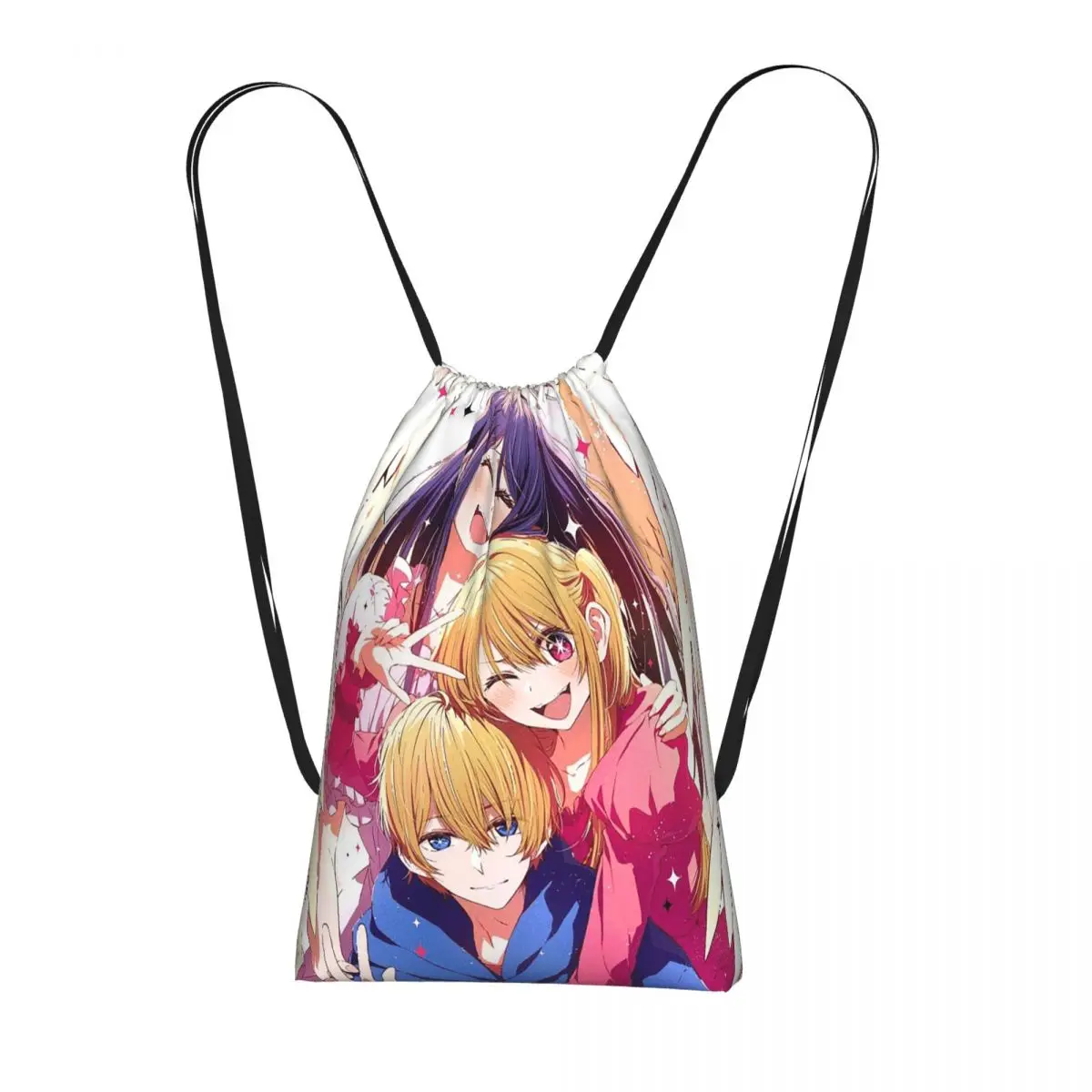 

Oshi No Ko Anime Kawaii Backpacks Fashion Drawstring Bundle Pocket Sports Bag Book Bags for Travel Students