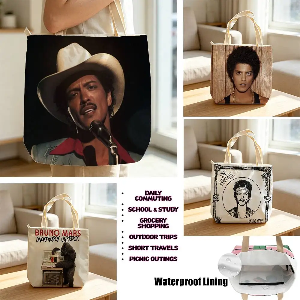 Bolsas de almacenamiento Retro Funk Singer B-Bruno M-MarS, bolsas de lona impermeables adecuadas para ir a clase, ir de compras, regalos y desplazamientos