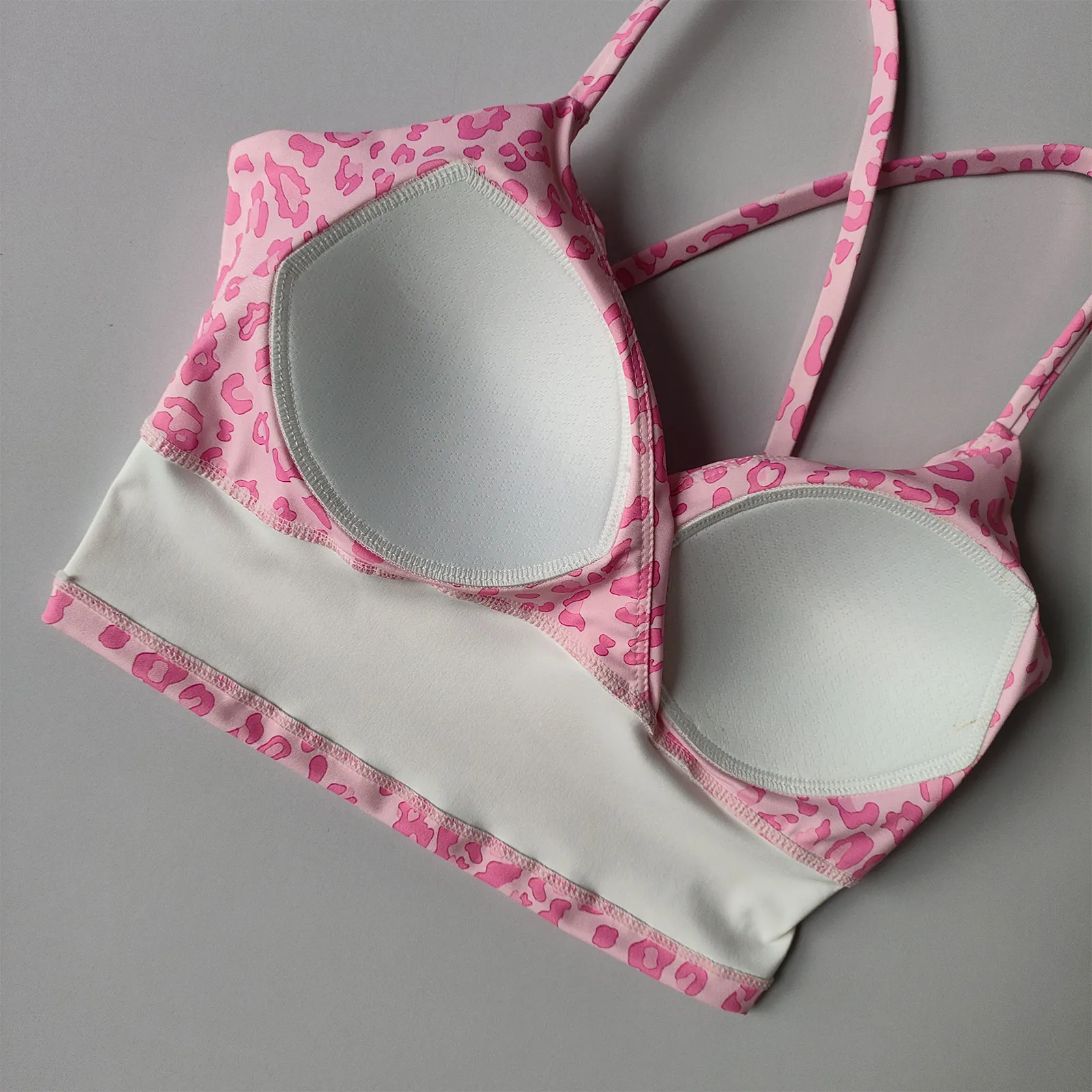 Kirschmuster-Yoga-Top für Damen mit Brustpolster, festem Cup, schönem Rücken, Sport-BH, Lauf- und Fitnesskleidung, Oberbekleidung, Trägertop – Detail 14