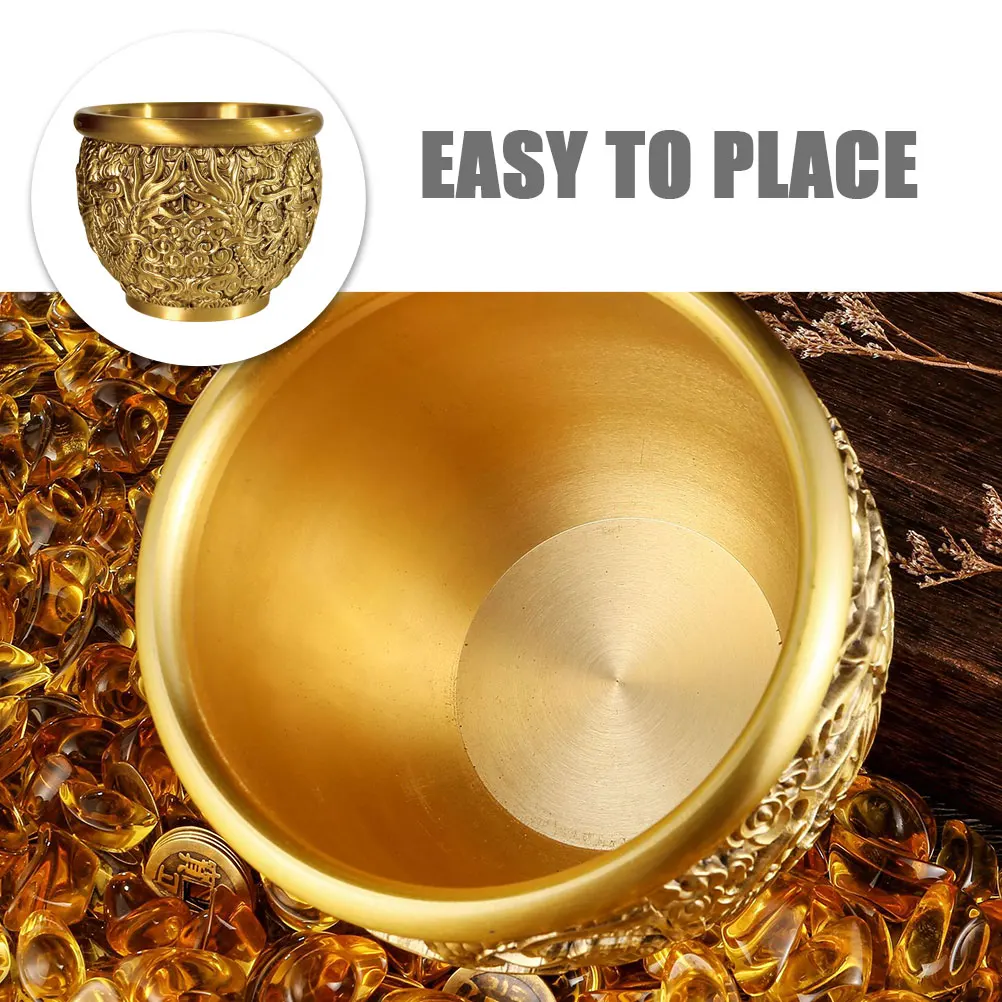 

Brass Desktop Ornament Chinese Style Treasure Bowl Decorative Offering Bowl For Office Home Spring Festival Wealth Decoration
