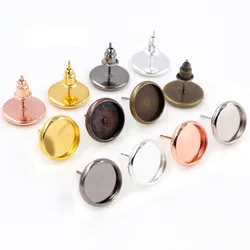 High Quality Copper Material 6mm 8mm 10mm 12mm Earring Studs,Earrings Blank/Base,Fit 6-14mm Cabochons,earring setting
