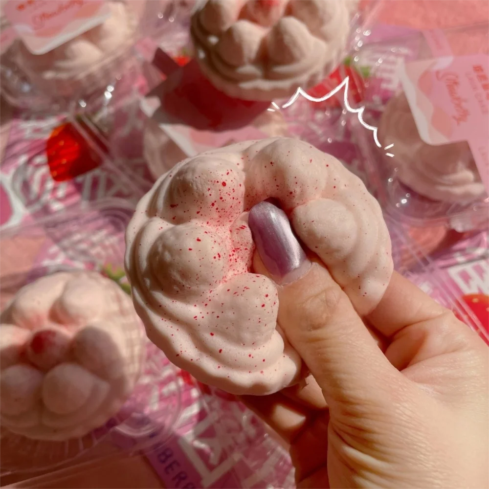 

New Strawberry Squeeze Toys Pink Soft Sensory Fidget Toys Slow Rebound Slow Rising Toy Gifts for Kids Adults
