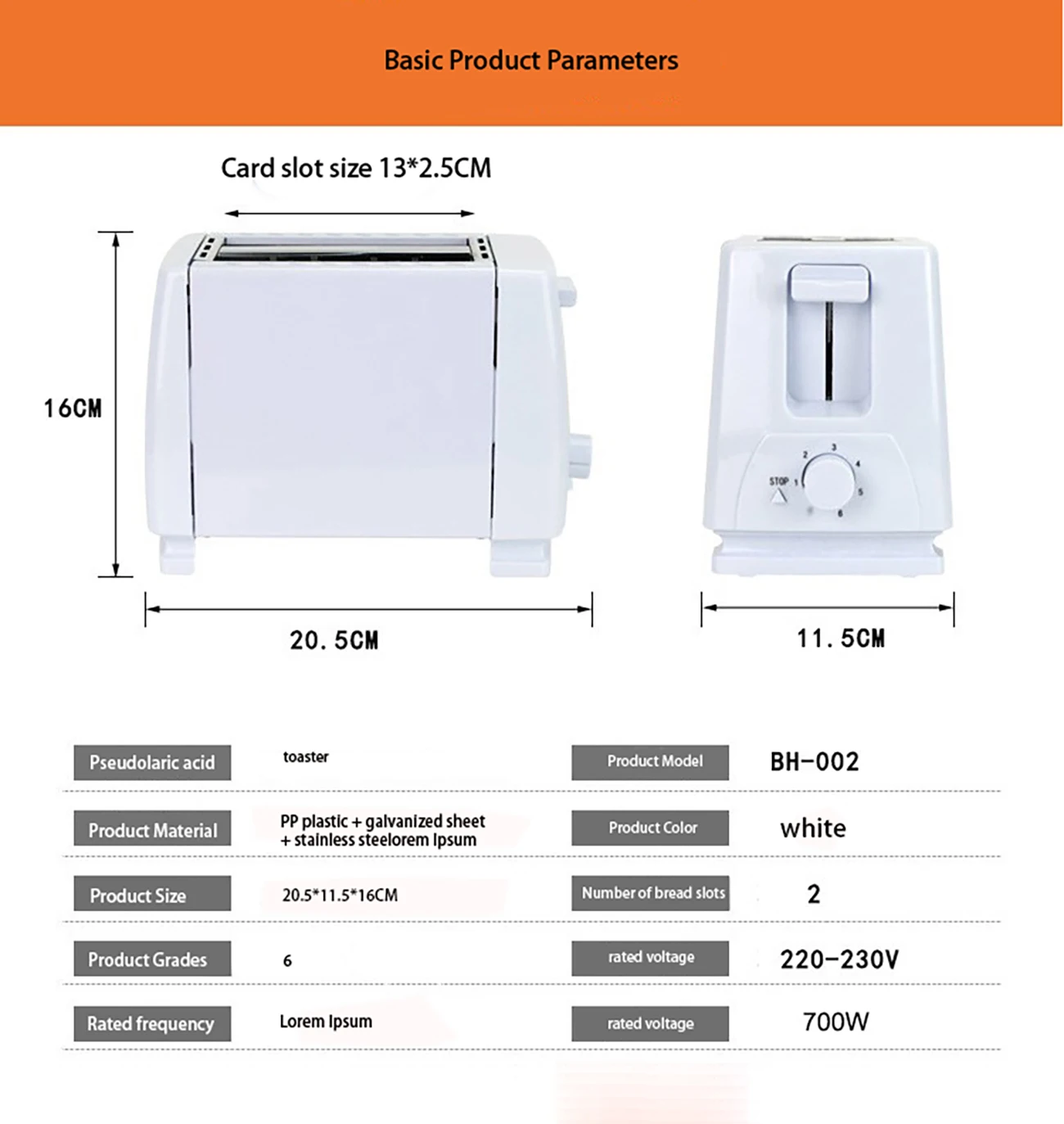 Automatic 2 Slices Toaster Removable Crumb Tray Electric Bread Baking Machine 6 Browning Options 600-700W Household Kitchen Supp