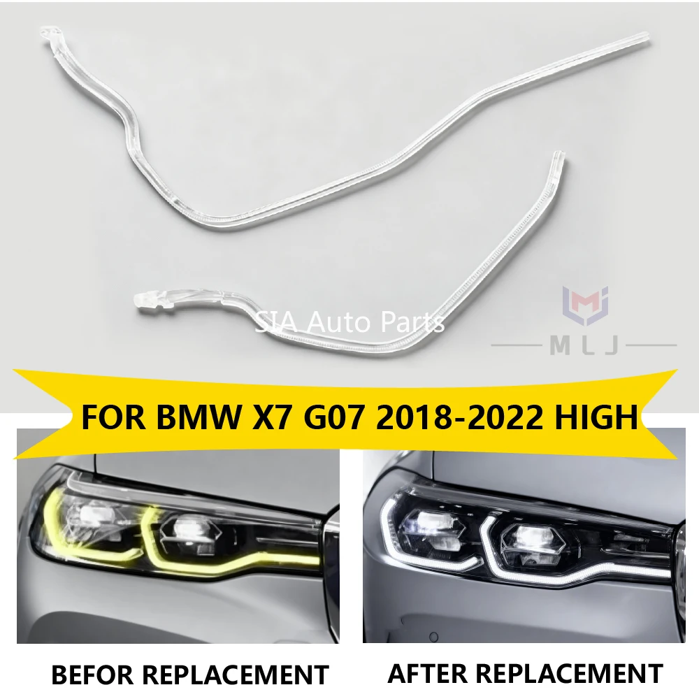 

For Bmw x7 G07 2018-2022 Car High headlight DRL Light Guide Plate Light Guide Tube Headlight Daytime Running Light Guide Angel