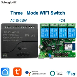 4CH Tuya WiFi Smart Switch Have Momentary Toggle Interlock Mode Voice Control and 433 RF Function USB 5V 16A Relay Alexa Google