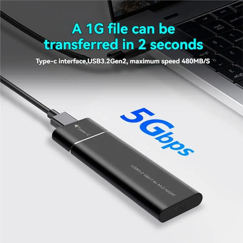Reliable-M.2 SSD Enclosure SATA NGFF Protocol M.2 Solid State Mobile Hard Disk Box M.2 To USB3.2 Gen1 Type-C 5Gbps SSD Case Silv