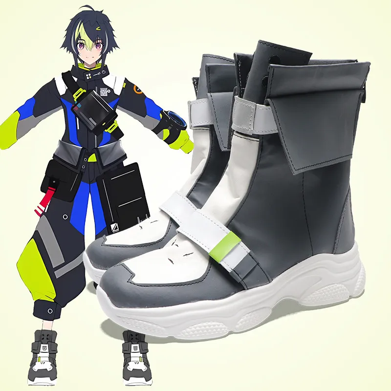 

Anime NIJISANJI EN Inami Rai‌ Cosplay Shoes Black Short PU Leather Boots For Halloween Carnival