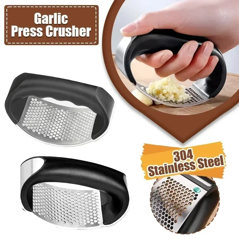 Handheld Press Garlic Crusher Stainless Steel Garlic Mincer Easy-Squeeze Garlic Crusher Smashing Tool Kitchen Accessories