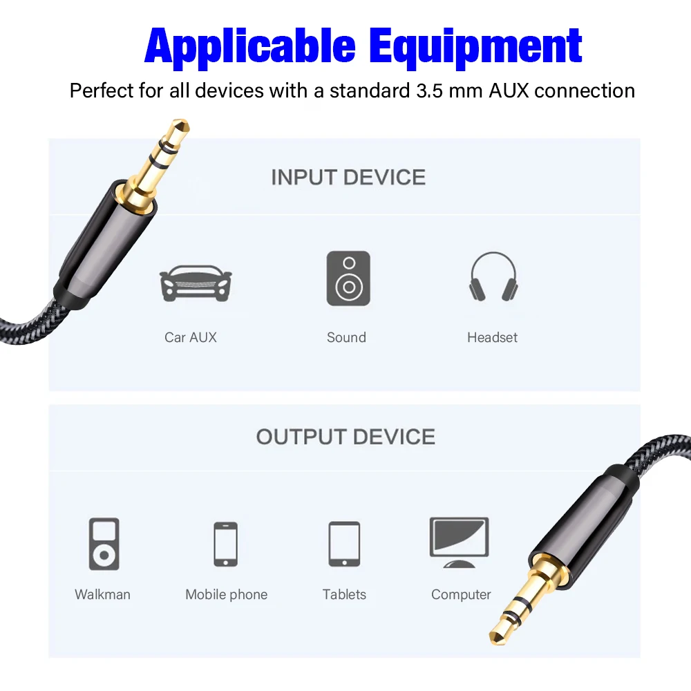 3.5mm Jack Audio Cable for Headphone Phone TV PC Male to Male Audio Aux Cable for Car MP3 Speaker Computer Extender Long Wire