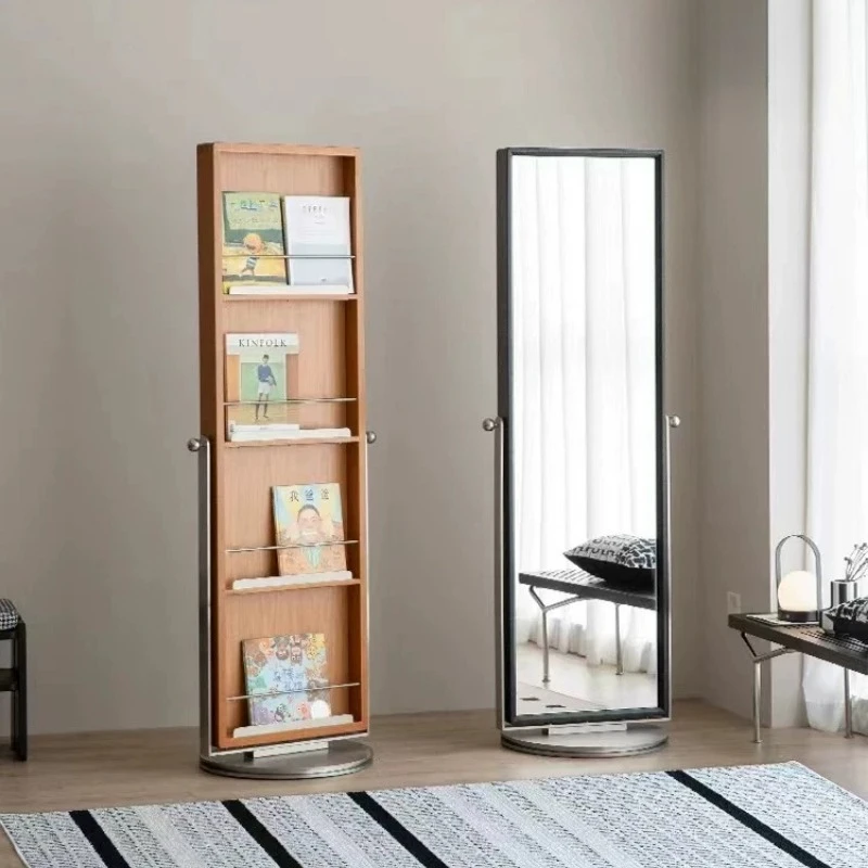 floor-to-ceiling full-body mirror stainless steel movable solid wood rotatable bedroom full-length mirror miscellaneous