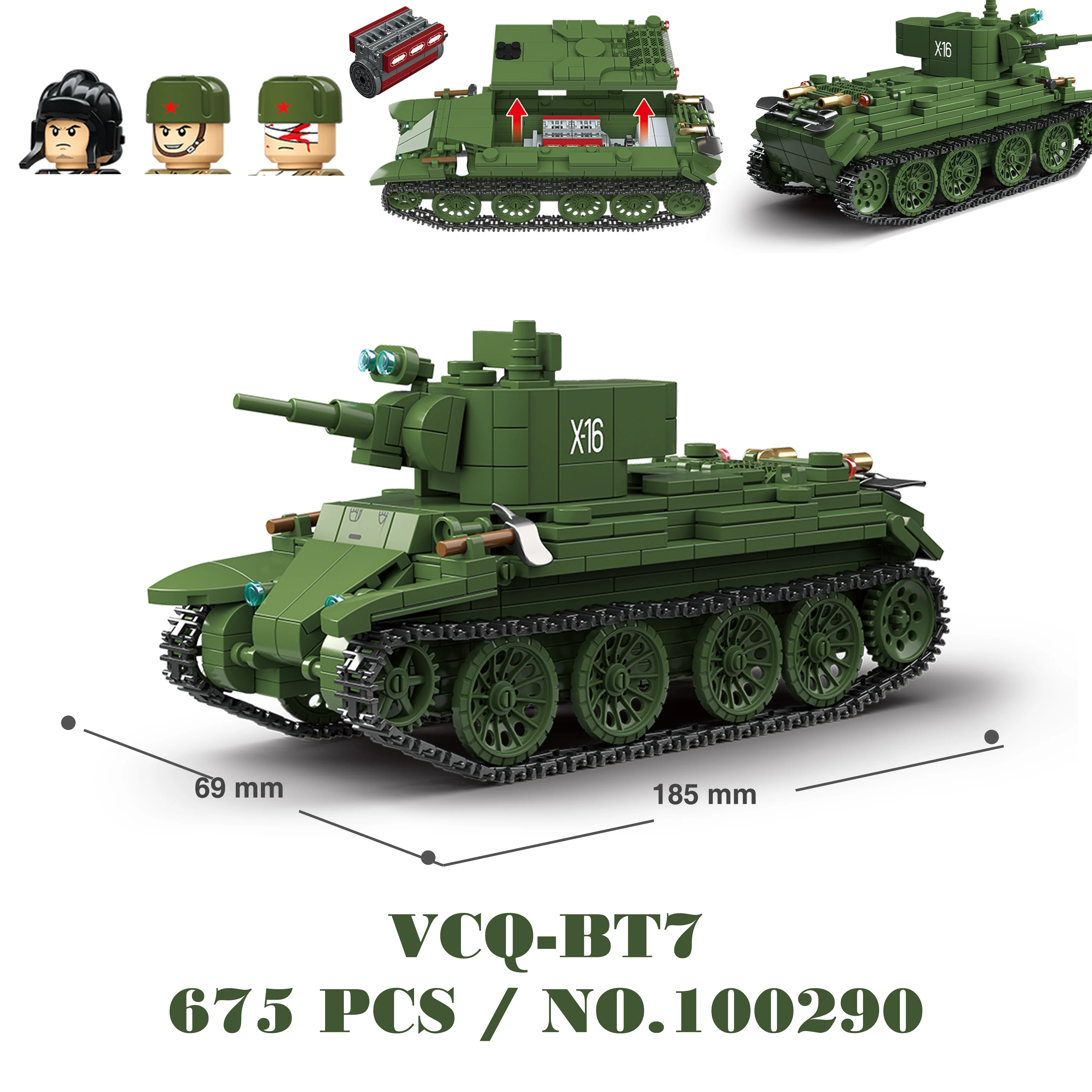 Militärpanzer Stuart SdKfz251 Panzer VI Sherman US Army Quan Guan WW2 Soldatenfigur Modellbausatz Bausteine Kinder Spielzeug – Detail 18