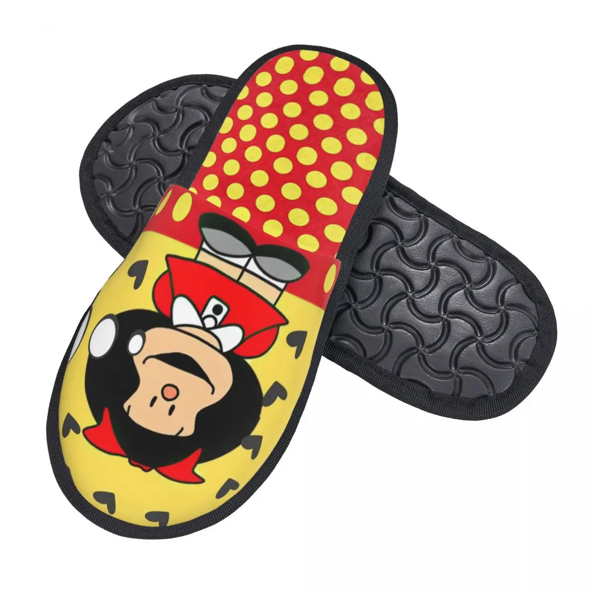 Custom Quino Comic Mafalda House Slippers Women Comfy Memory Foam Cartoon Slip On Bedroom Slipper Shoes