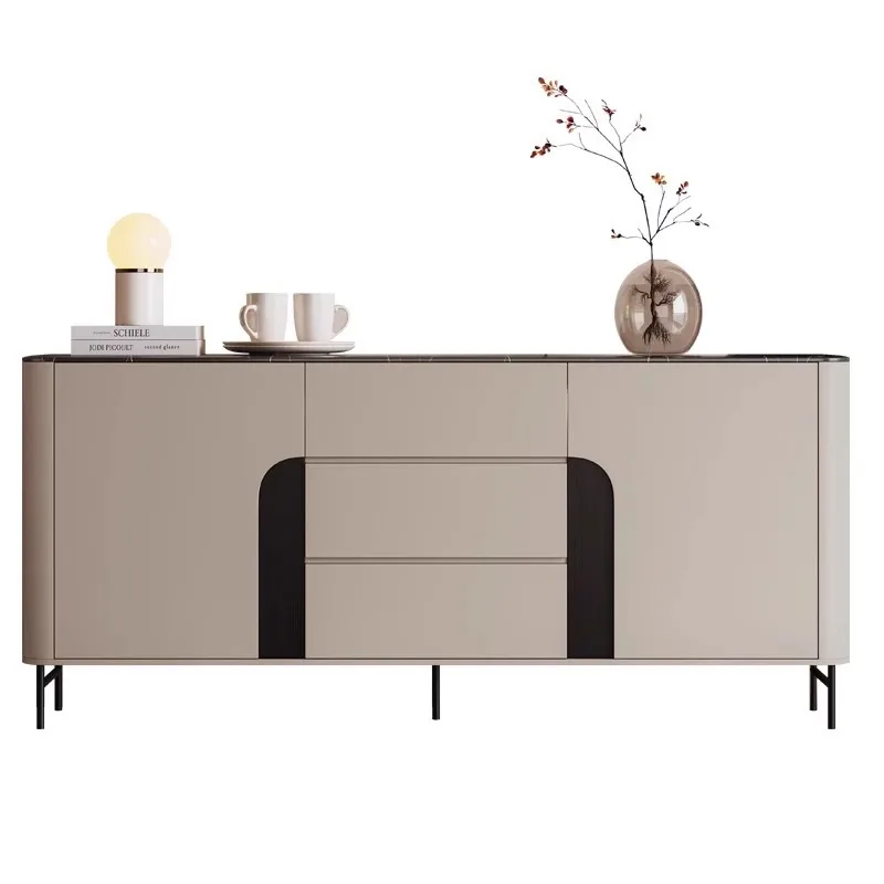 

Microcrystalline stone light luxury solid wood dining side cabinet modern simple entry porch cabinet household living room