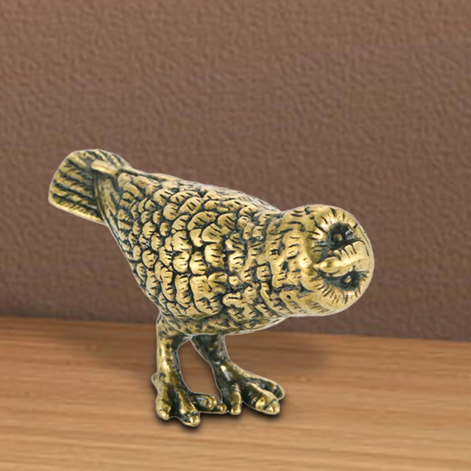 Small Owl Ornament Desktop Sculpture Creative Lovely Collection Craft Brass Tea Pet Miniature for Artistic Home Office Decor