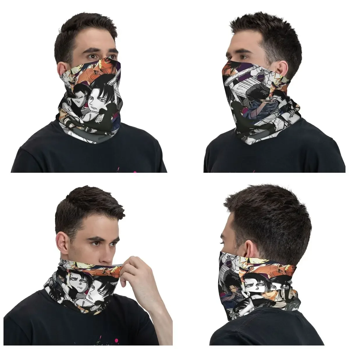 Attack On Titan Levi Bandana Neck Gaiter Printed Anime Balaclavas Magic Scarf Warm Headwear Running Unisex Adult All Season