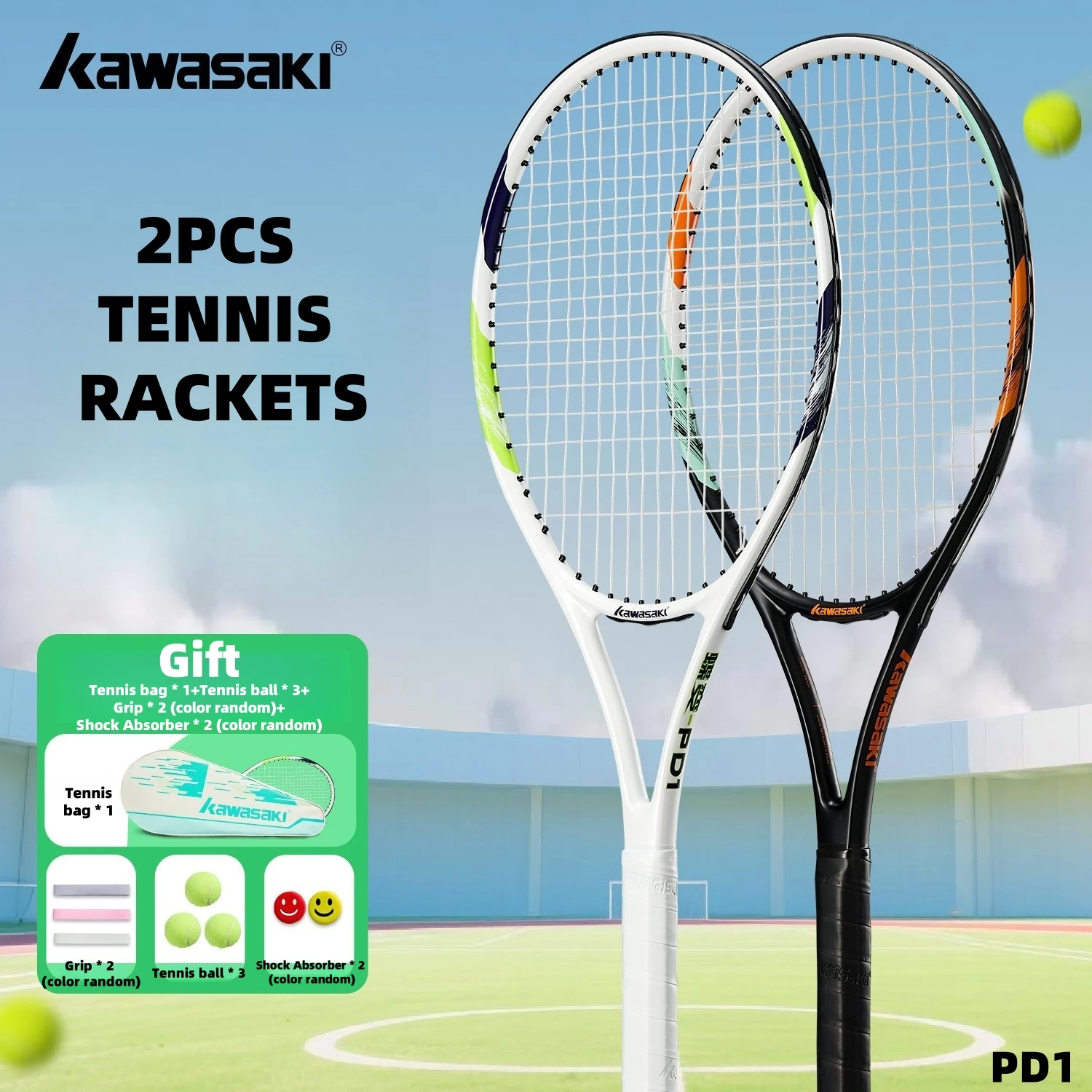 Kawasaki Light Tennisschläger-Set, Carbon-Verbund-Schläger-Set, KD1 und PD1, Anfänger, professionelles Schießen, Trainingsset für Männer und Frauen – Detail 9