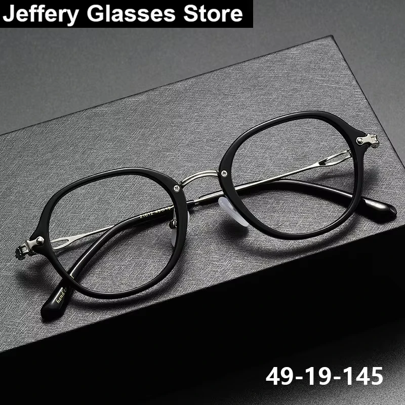 

Japanese Vintage Acetate Titanium Eyeglasses for Men Classic Square Retro Women Glasses Frame Office Reading Spectacles Gafas