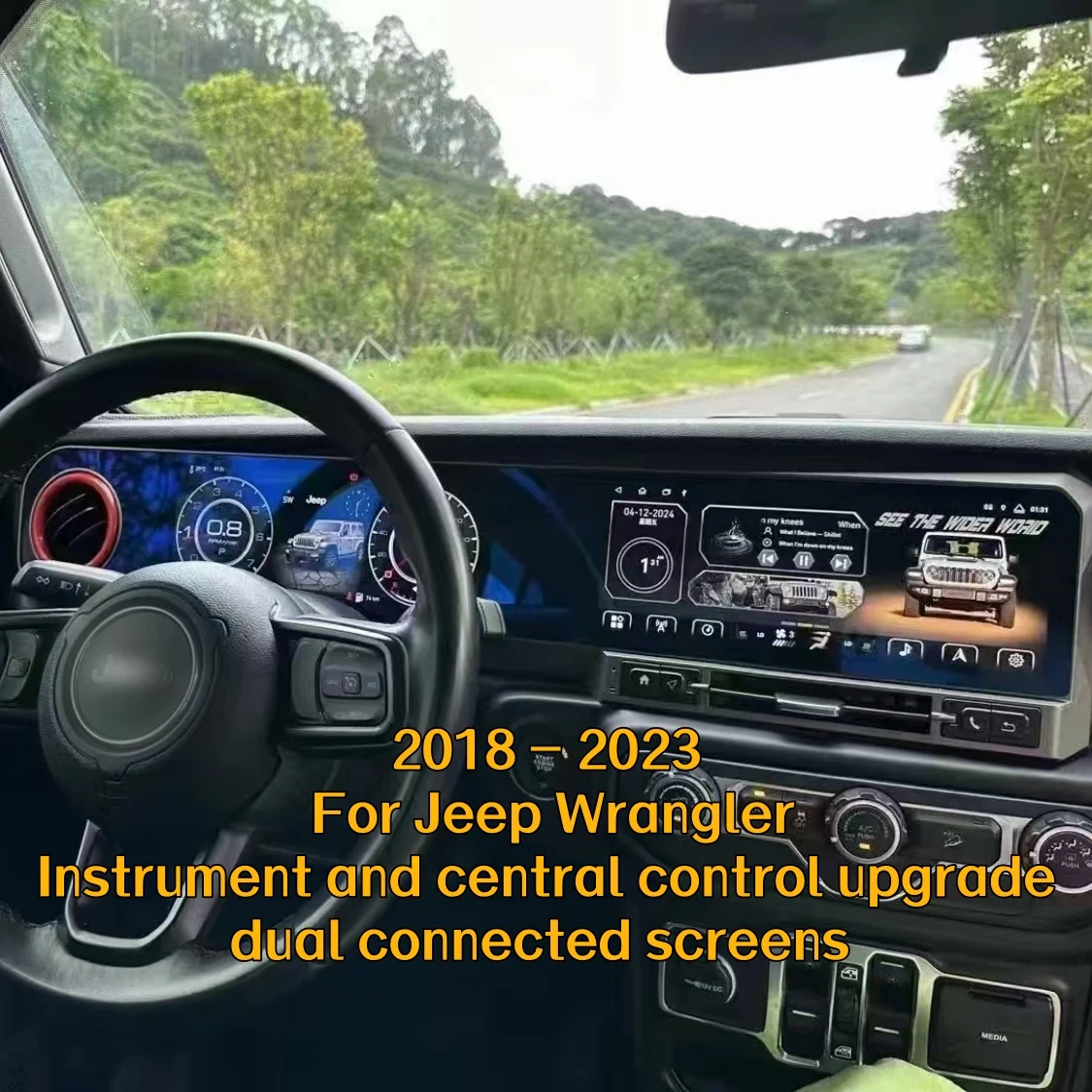 GZ 12.3inch+12.3inch 4G Carplay Car Radio For JEEP WRANGLER 2018-2022 LCD Android Dual Touch Screen Multimedia Player GPS Stereo