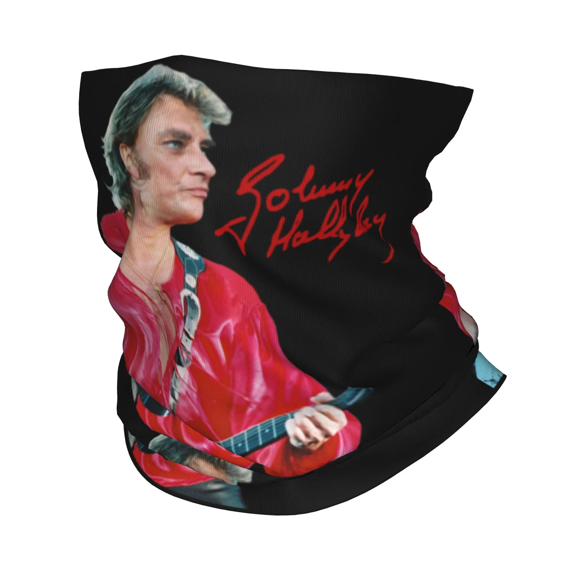 Johnny Hallyday French Singer Music Bandana Neck Warmer Men Women Winter Ski Hiking Scarf Gaiter  Face Cover
